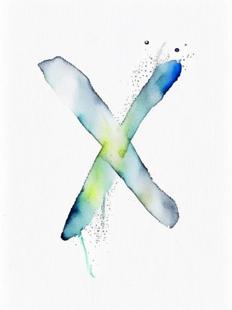 Buchstabe X, Alphabet Minimalistische Aquarellmalerei 5