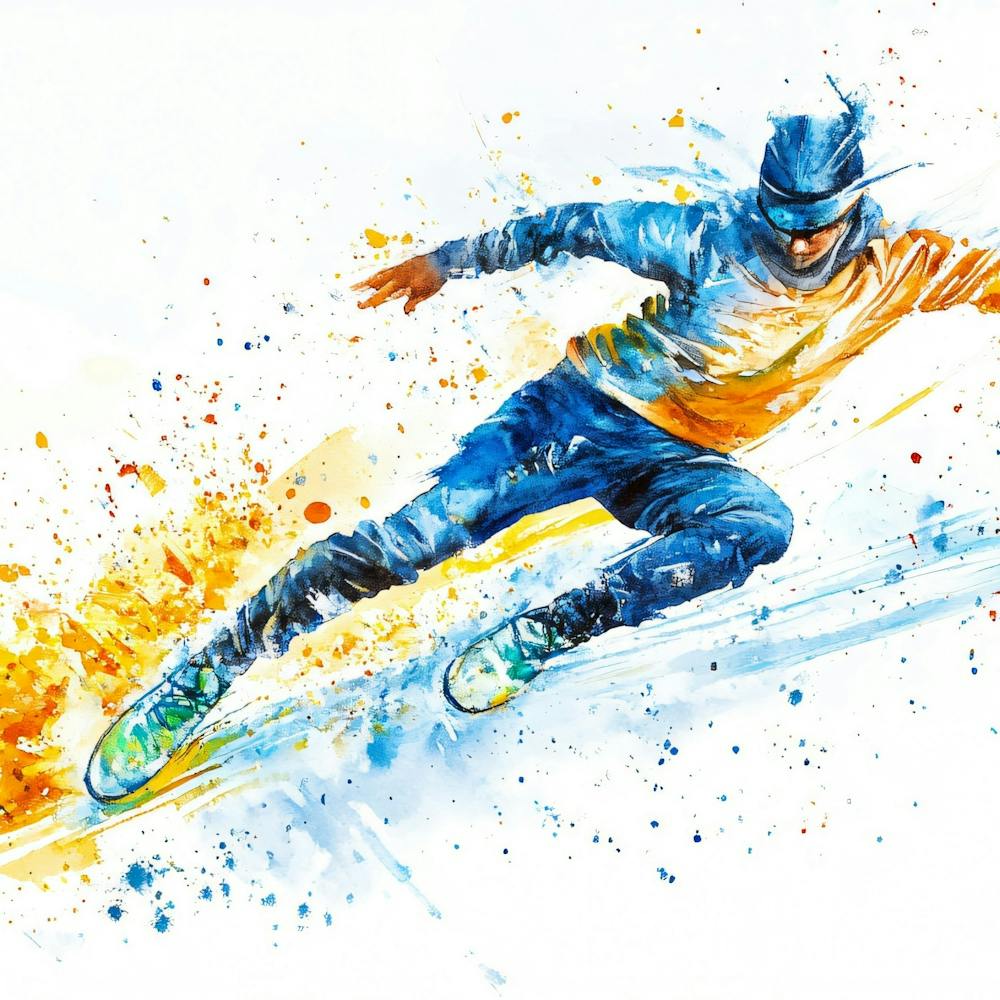 Watercolor Of A Skier