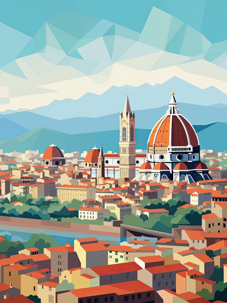 Florence, Italy, Geometric Illustration 4
