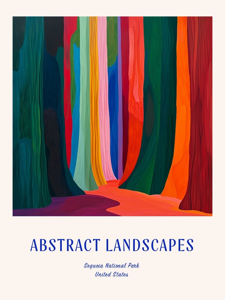 Colourful Abstract Sequoia National Park Usa 1 Poster Blue