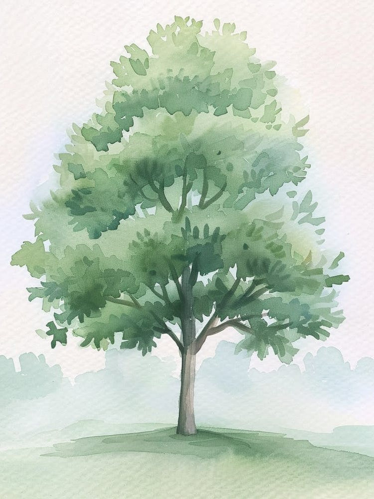 Paulownia Tree Atmospheric Watercolour Painting 1