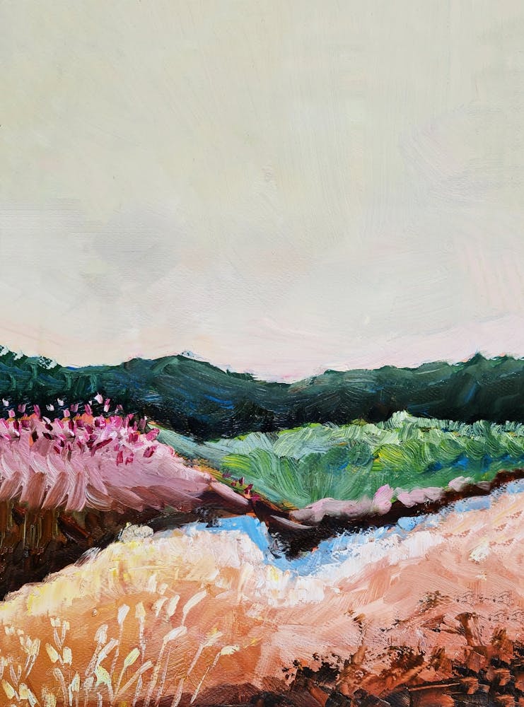 Landscape With Pink Flowers