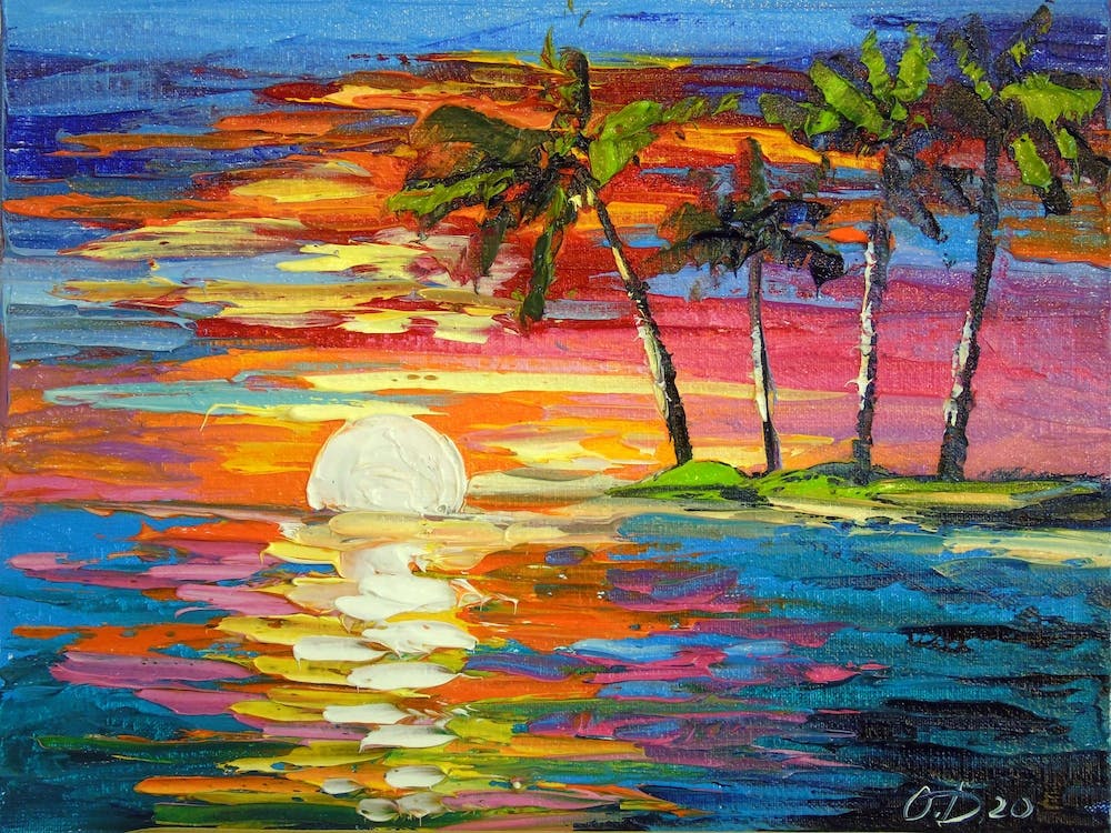 Sunset and palm trees