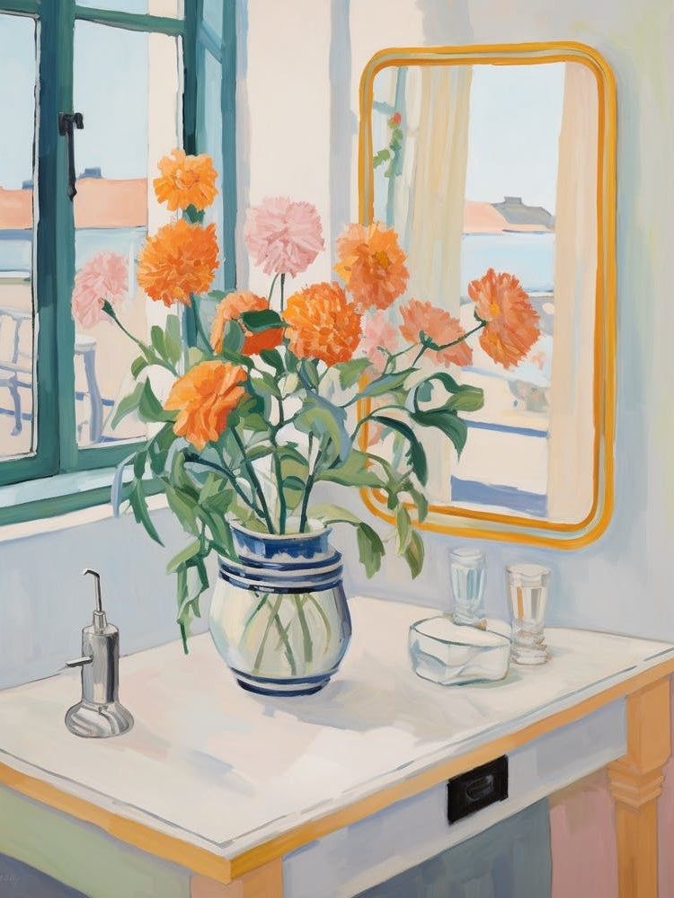 A Vase With Marigold, Flower Bouquet 1