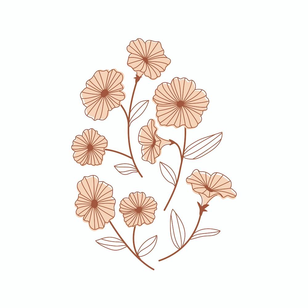 Gold Flowers On A White Background
