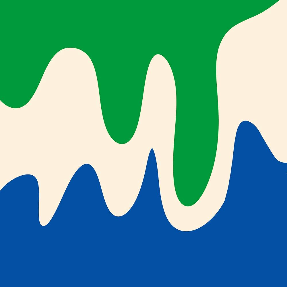 Abstract modern shapes green, blue