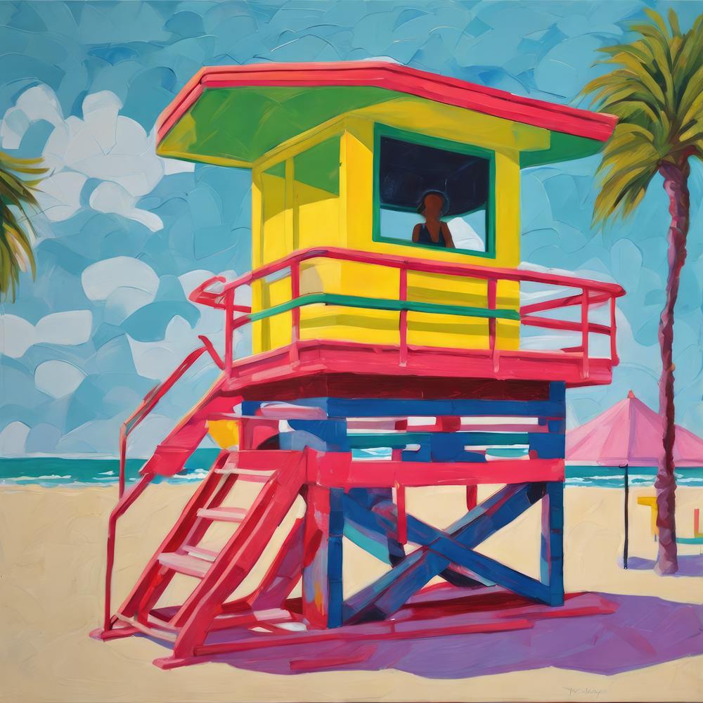 South Beach Miami Series. Style of David Hockney