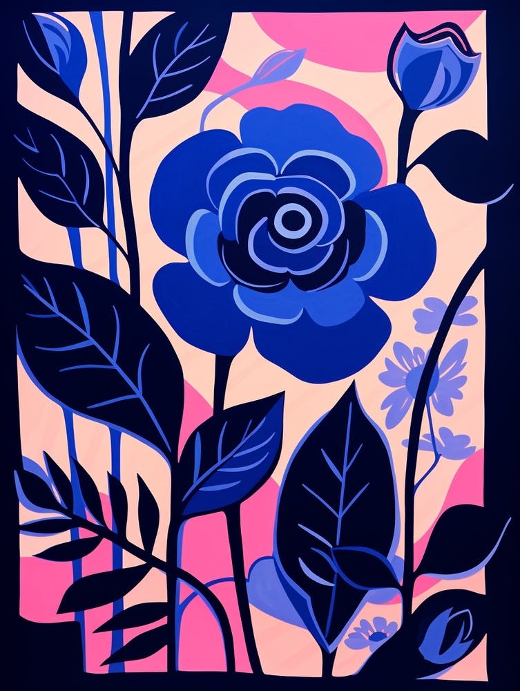 Blue Flower Illustration Rose 4