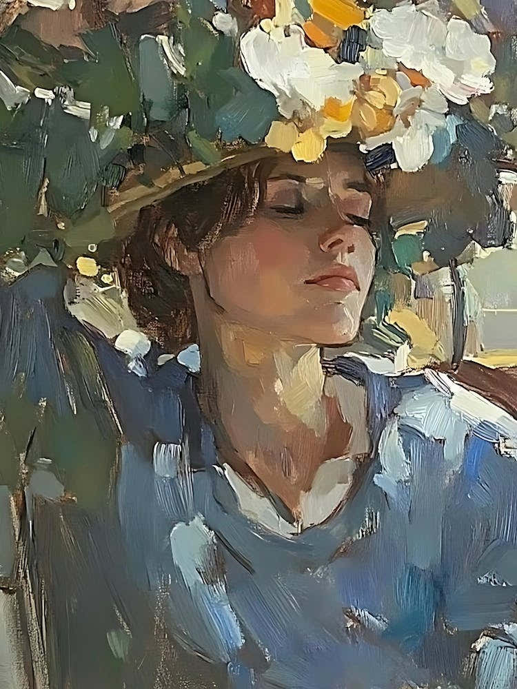 Fille Au Chapeau Fleuri
