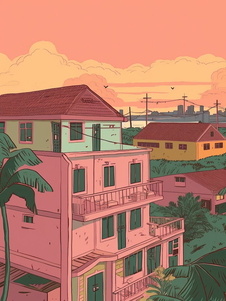 Douala Cameroon Travel Illustration 3