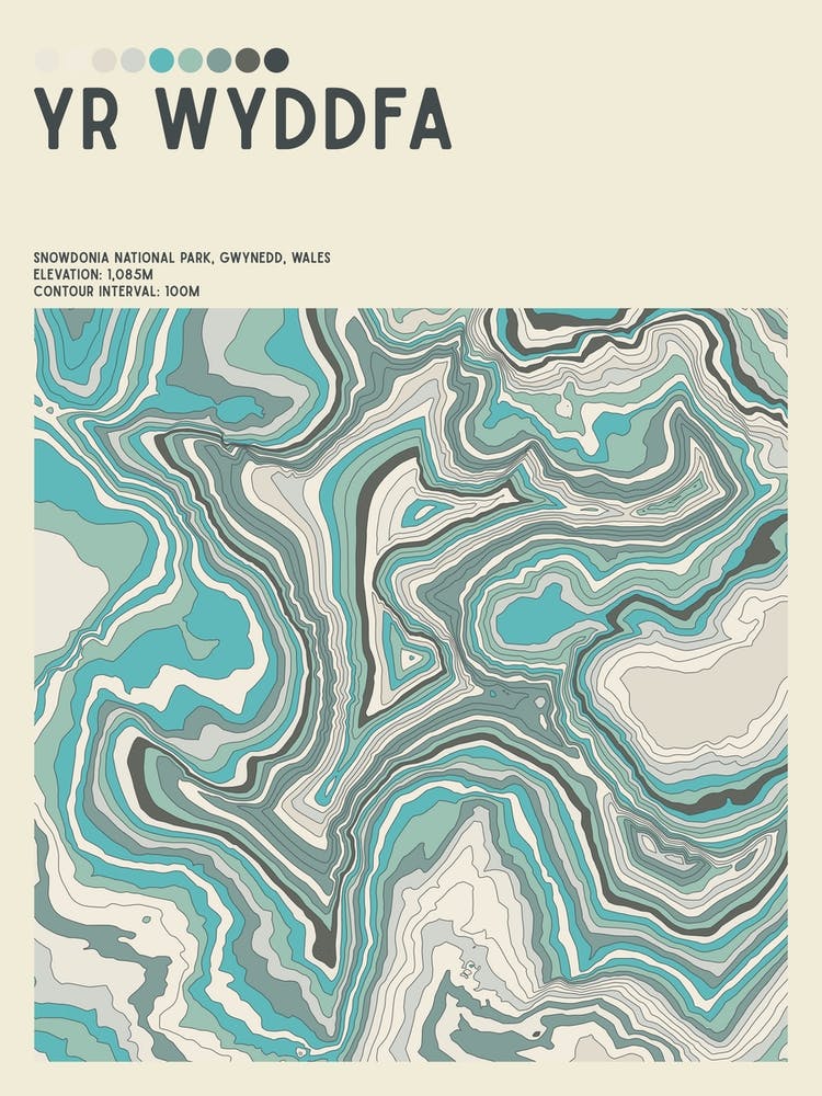 Yr Wyddfa Snowdon Wales Topographic Contour Map