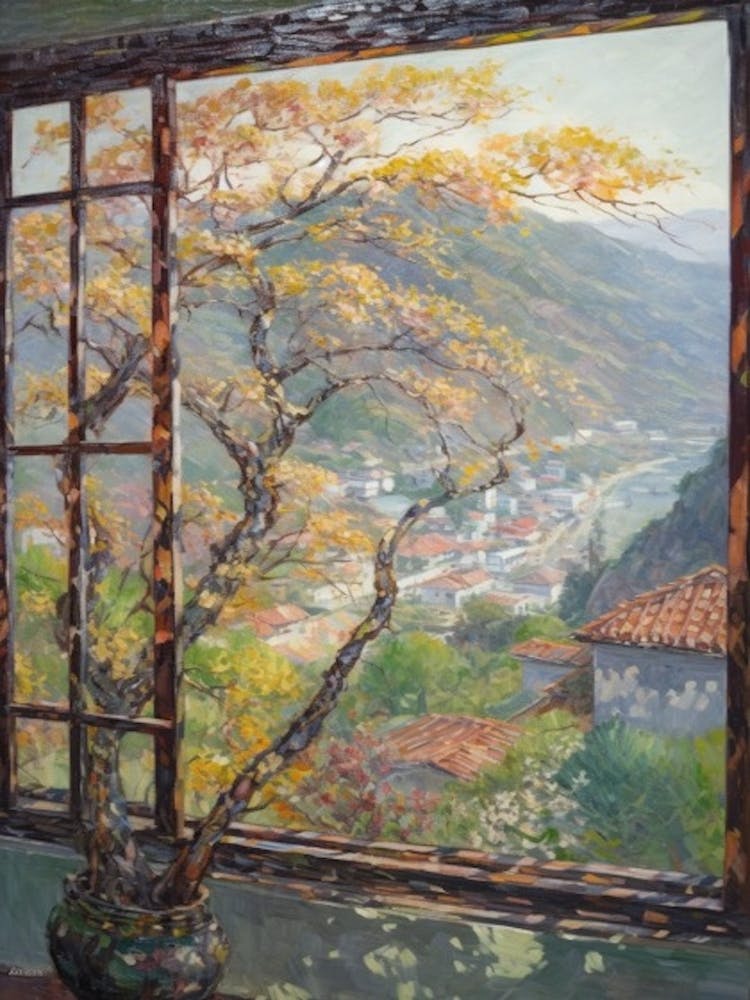 Window View Of Seoul South Korea Impressionism Style 4