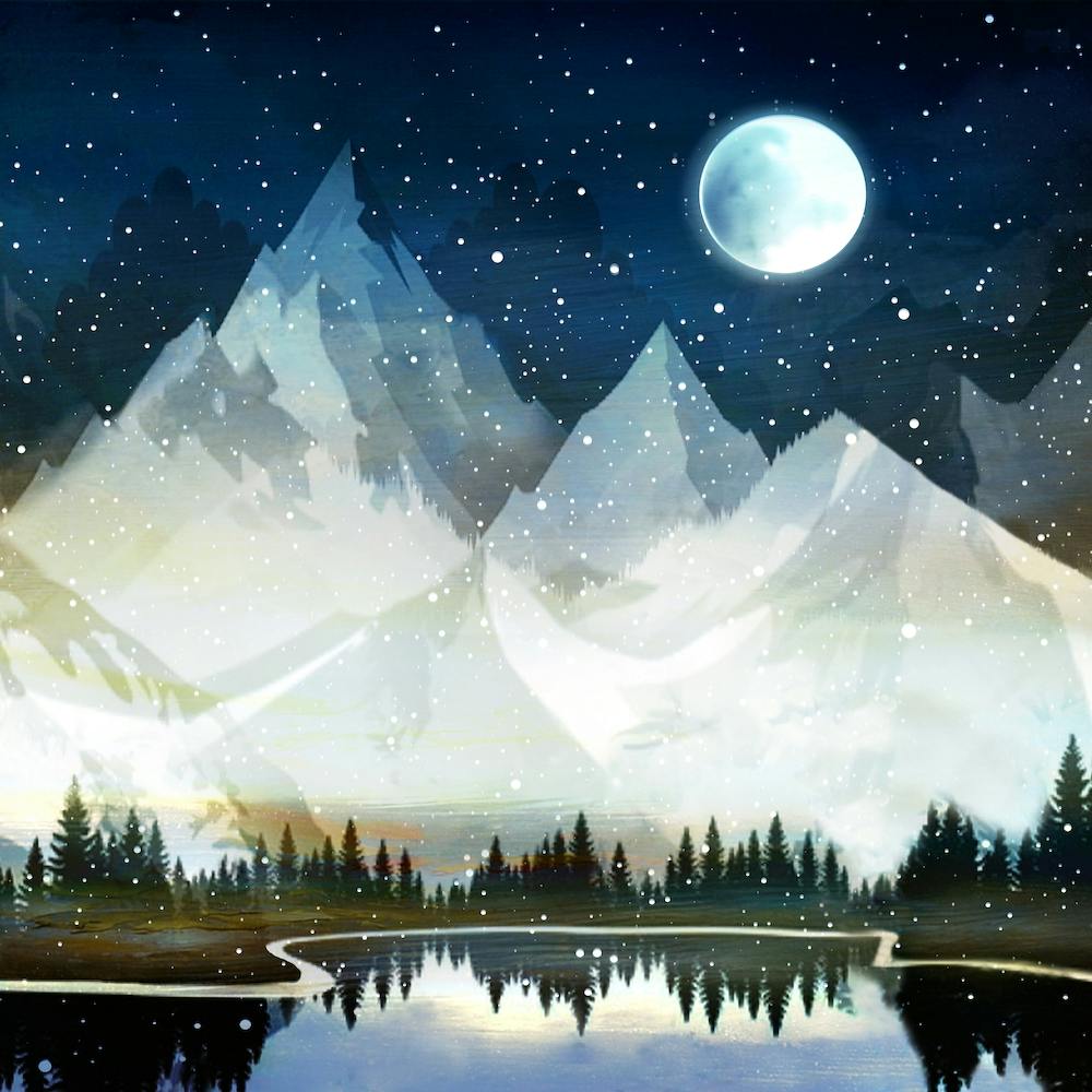 Mountain Lake Under The Starlight