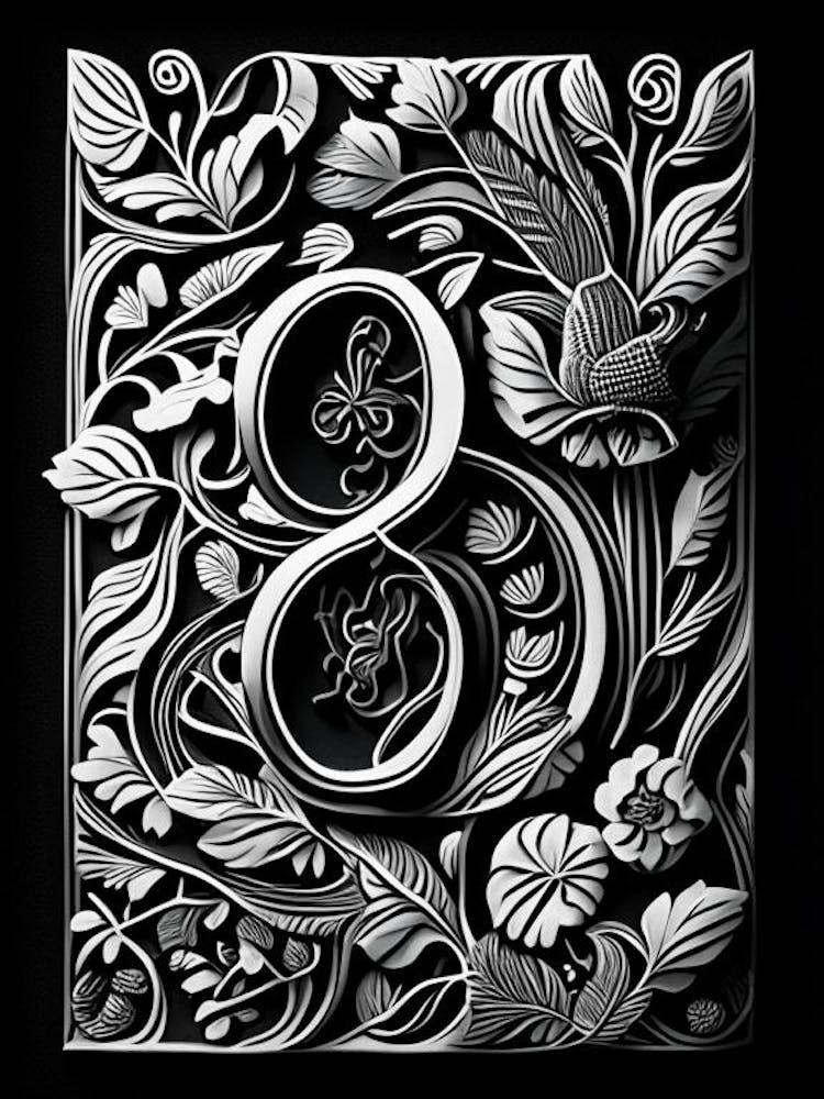 8, Number, Education Linocut Ii