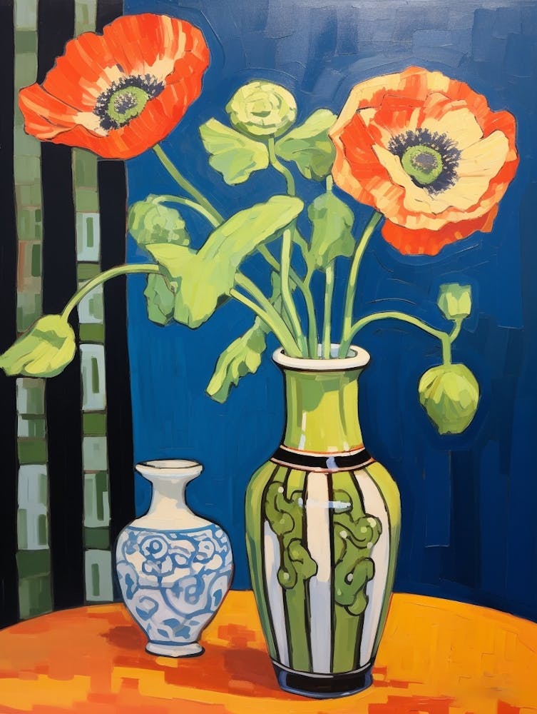 Flowers In A Vase Still Life Painting Poppy 3