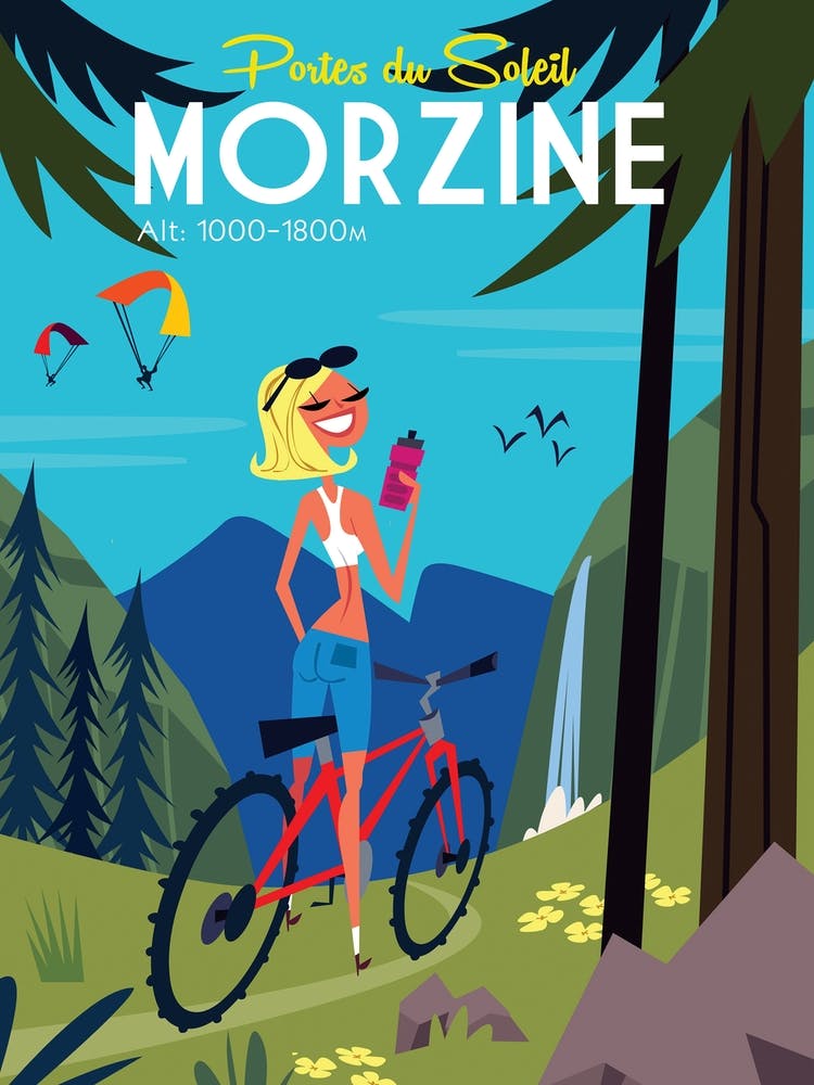 Morzine Mountainbike-Poster Art Print by Gary Godel – Fy!