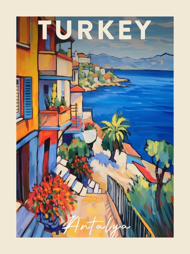 Antalya Turkey 1 Fauvist Painting  Travel Poster