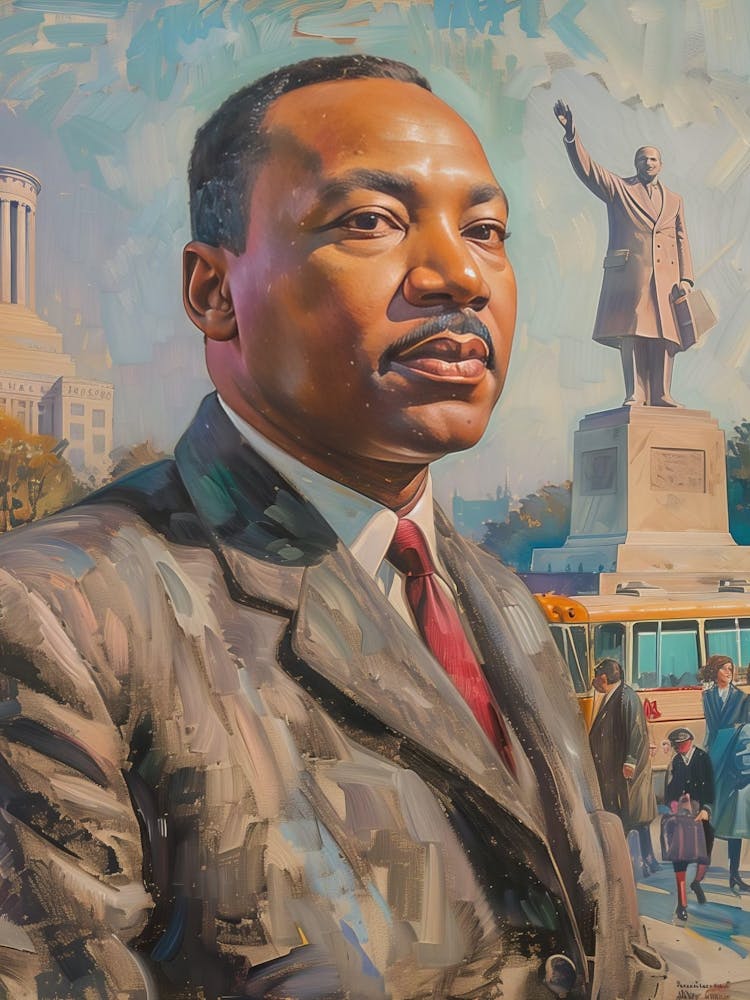 Martin Luther King Jr Porträt-Poster, Mlk Poster, Amerikanischer Anführer Deko, Historisches Bürgerrechts-Poster, Geschichtsdruck