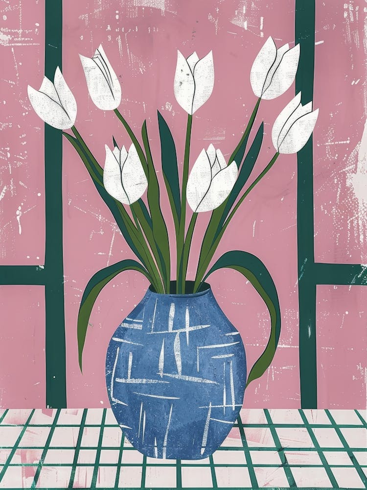 Tulips In A Blue Vase 3