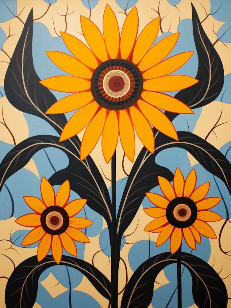 Flower Motif Painting Sunflower 4
