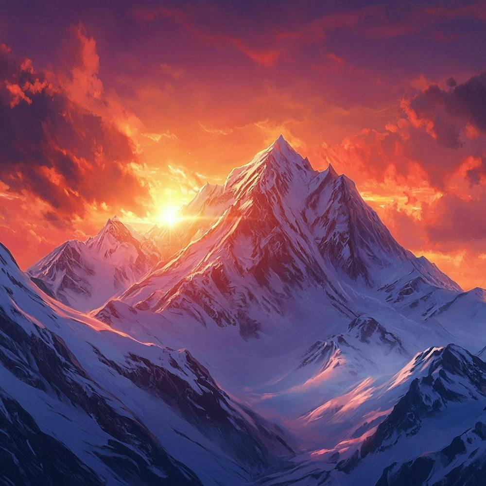 Dynamische Berg Sonnenuntergang Landschaft 6