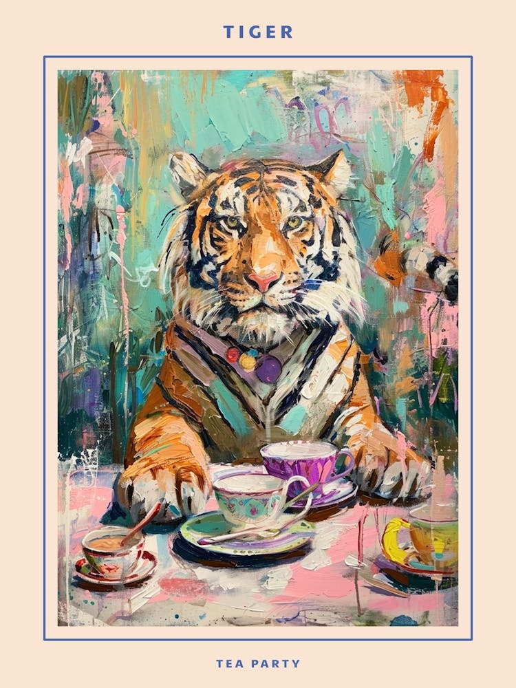 Kitsch Tiger Tea Party Poster 2