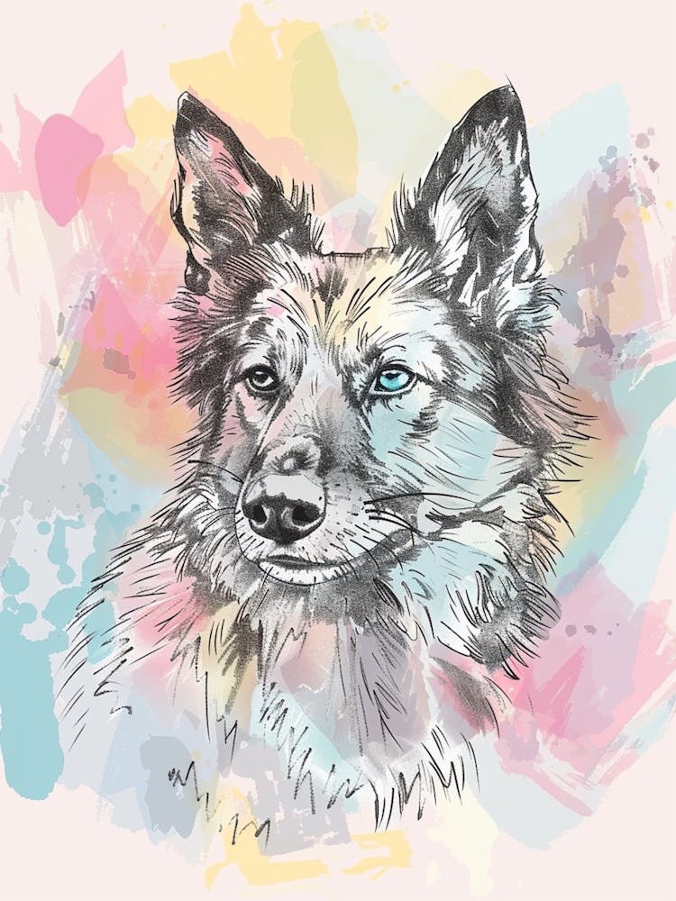 Australian Shepherd Dog Watercolour Illustration