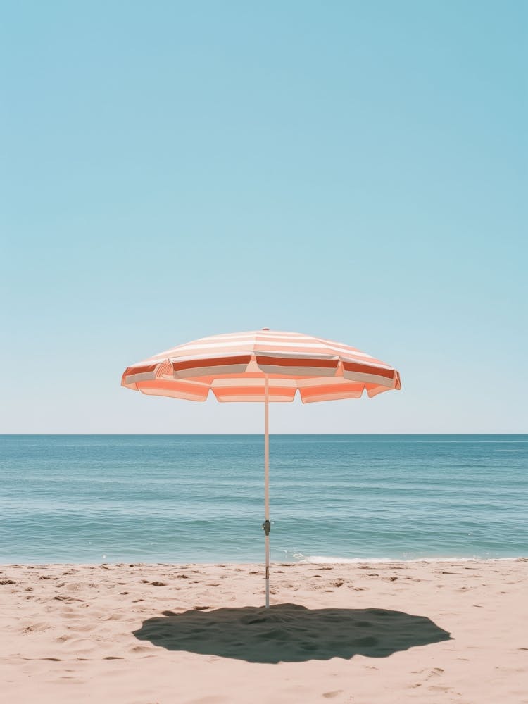 Beach Umbrella On The Sand in Pastel Tones