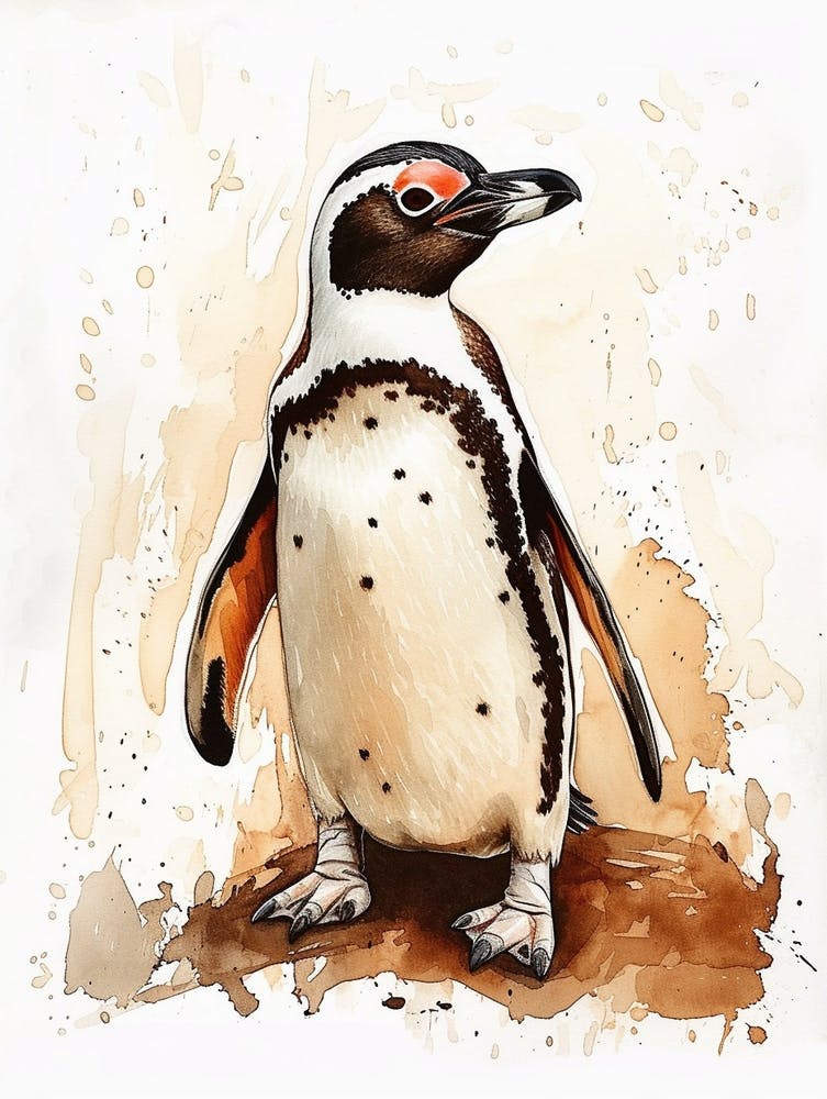 Humboldt Penguin Kangaroo Island Penneshaw Watercolour Painting 4