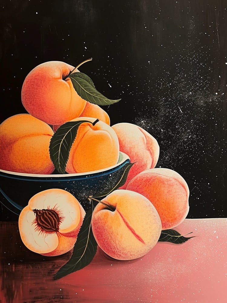 Art Deco Peaches On A Table 2