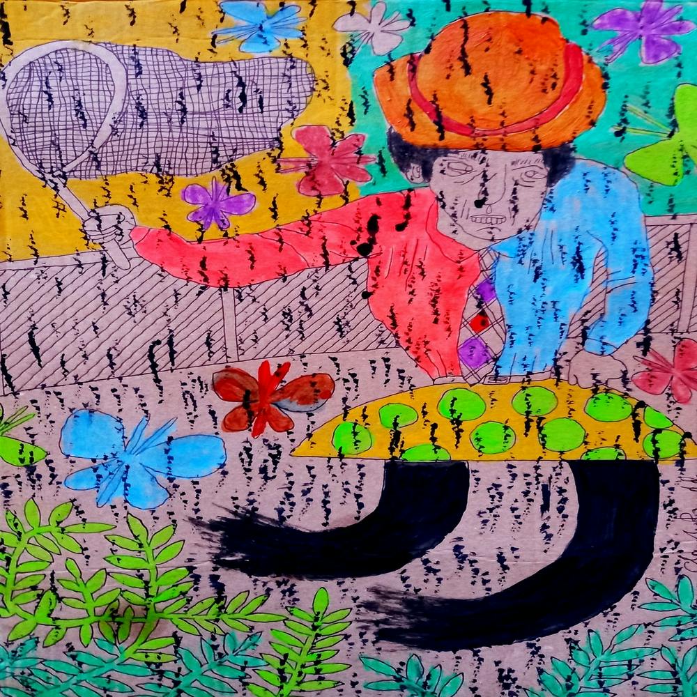 Painting2799 Ink,Acrylics, Pen On Cardboard Size 26cm X 37cm Year 2022