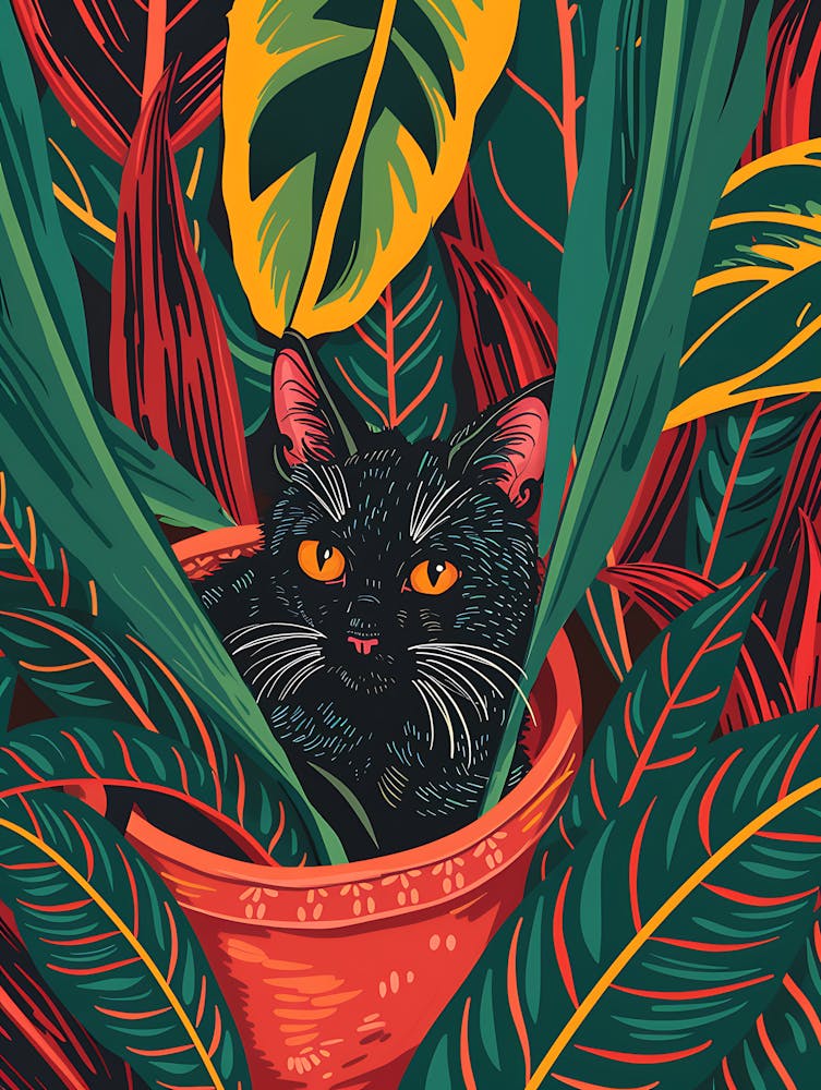Cute Black Cat in a Plant Pot 10