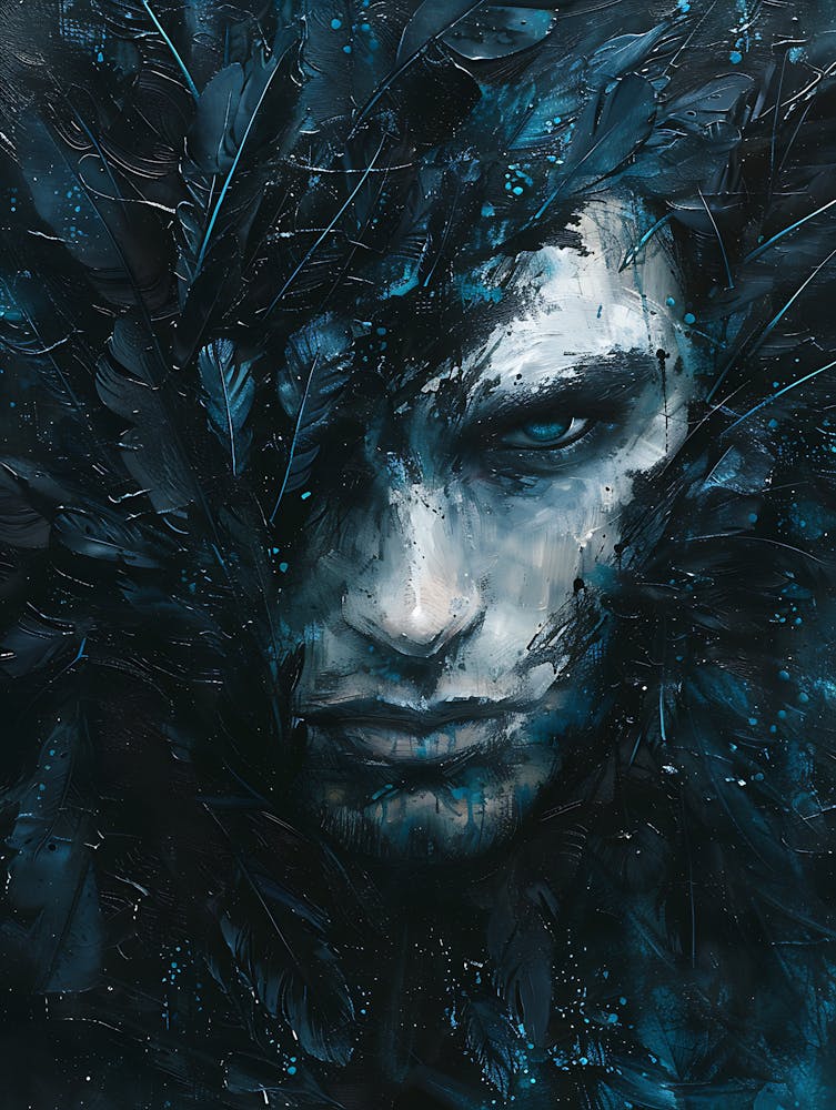 'Whimsical Dark Feathers Man' 1