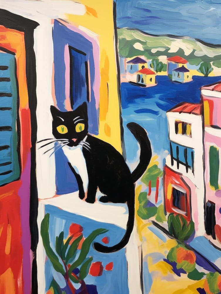 Painting Of A Cat In Paphos Cyprus 2