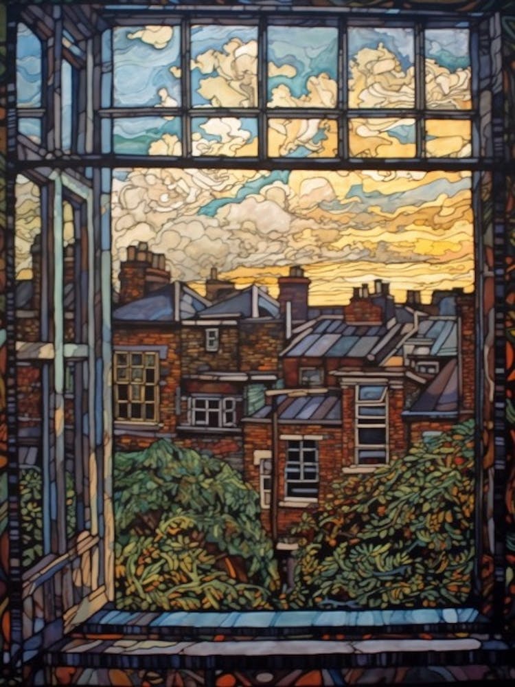 Window View Of Toronto Canada In The Style Of William Morris 3