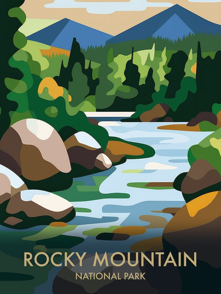Rocky Mountain National Park Matisse Style Vintage Travel Poster 3
