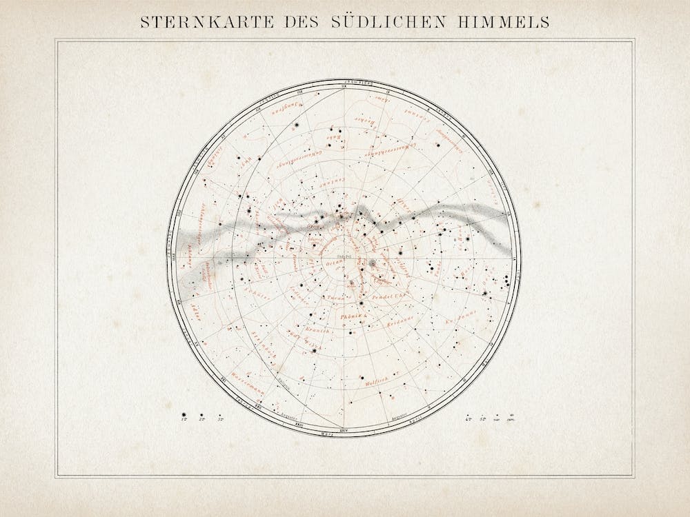 Vintage Meyers 8 Sternkarte Süden