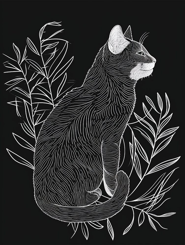 Turkish Van Cat Minimalist Illustration 3