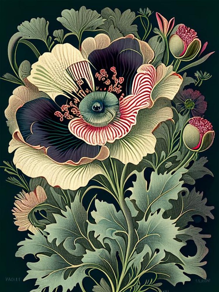 Anemone 3 Floral Botanical Vintage Poster Flower