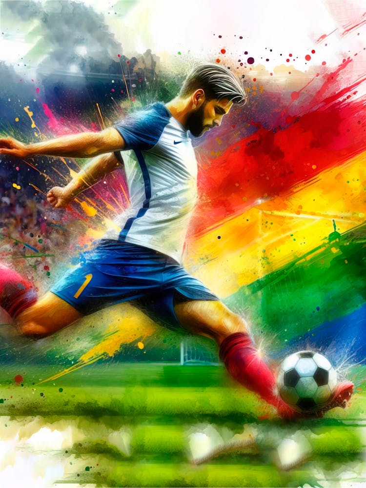 Soccer Player Kicking A Soccer Ball