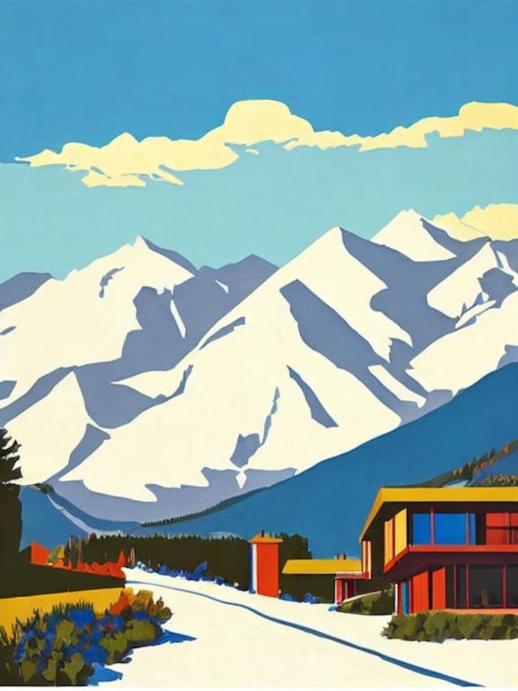 Serre Chevalier, France Midcentury Vintage Skiing Poster