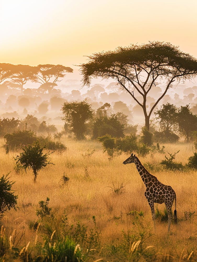 Girafe Dans La Savane 1