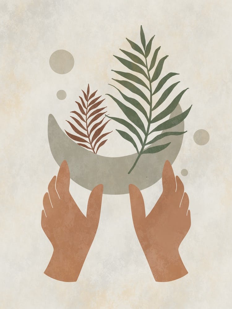 Two Hands Holding A Leaf