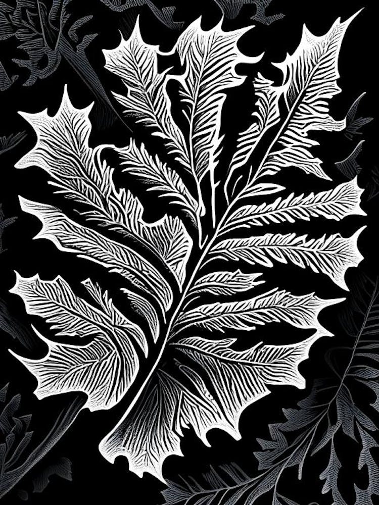 Oak Leaf Linocut 1