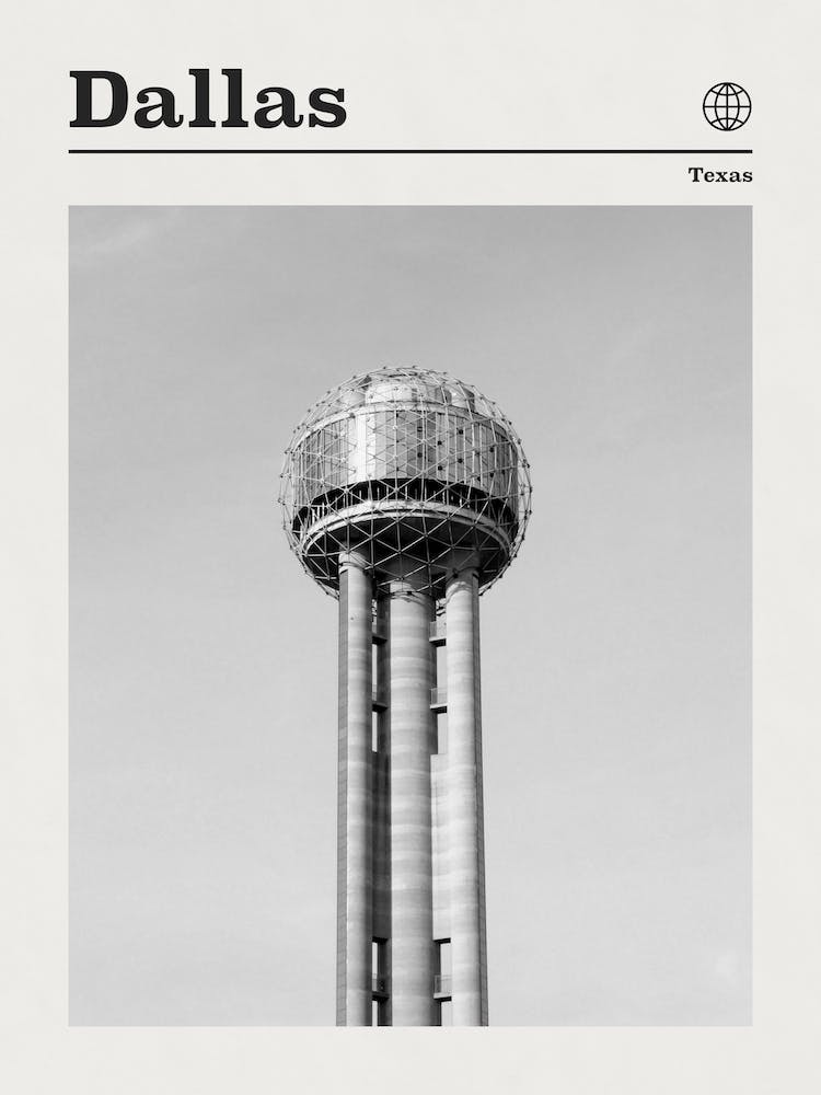 Dallas Texas Tower Black And White