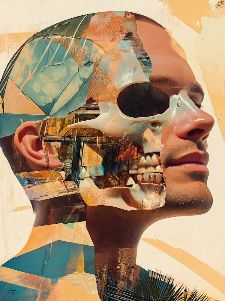 Man With A Skull Collage