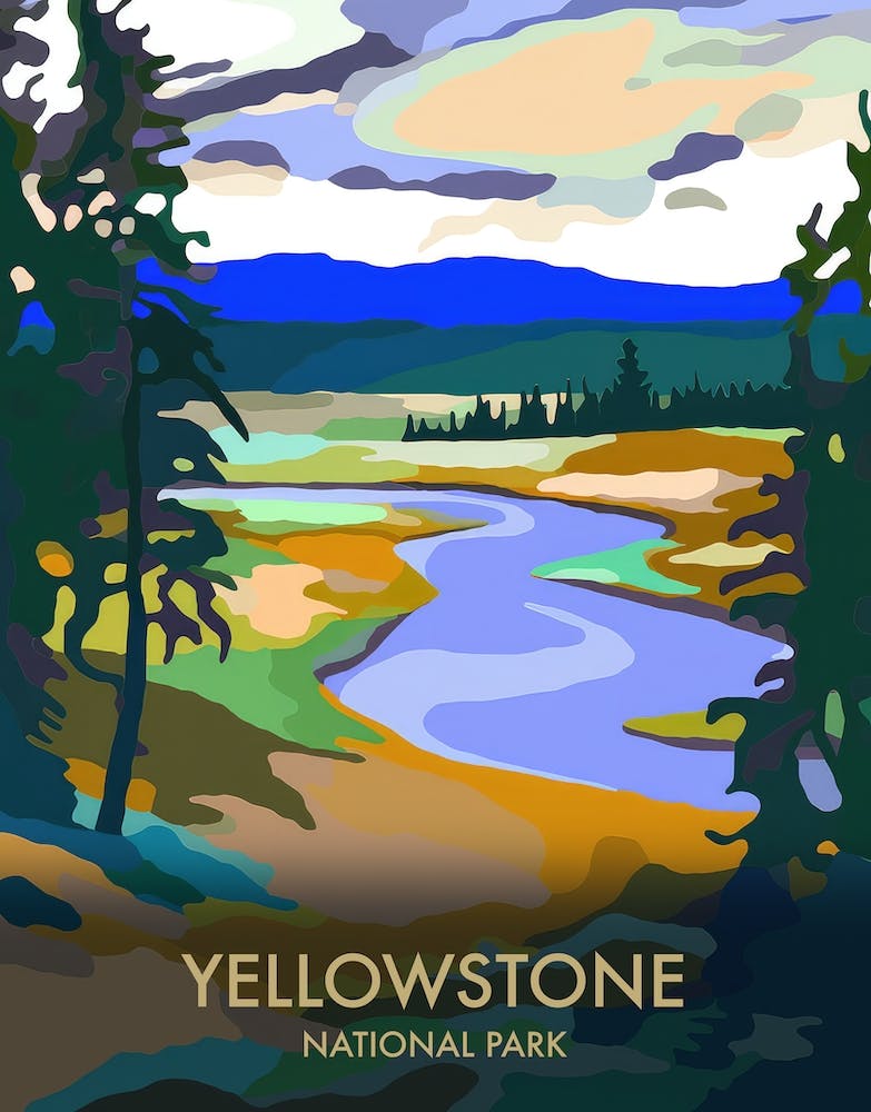 Yellowstone National Park Matisse Stil Vintage-Reiseposter 3