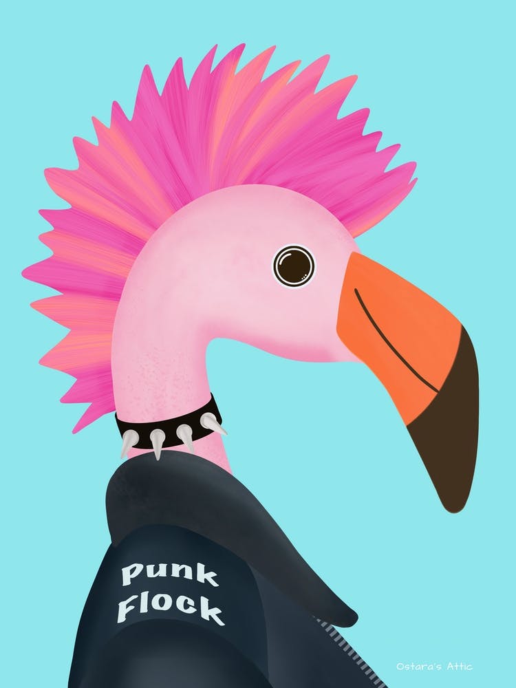 Punk Rock Pink Flamingo
