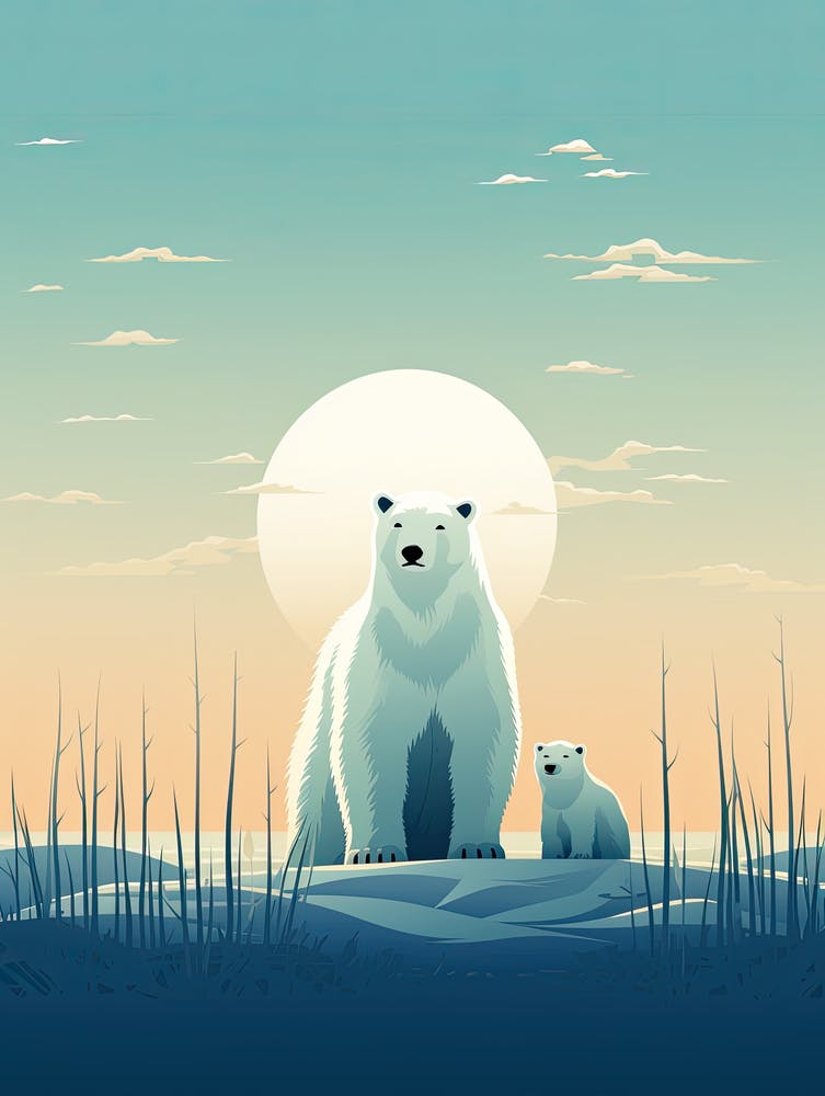 Icy Affection; Polar Bear Family Canvas