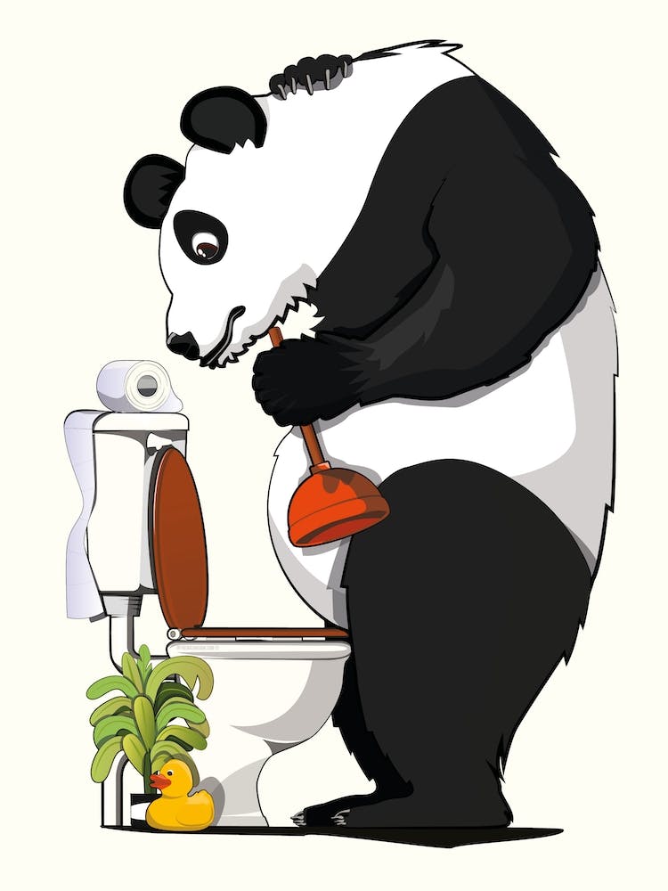 Panda Bear Unblocking Toilet